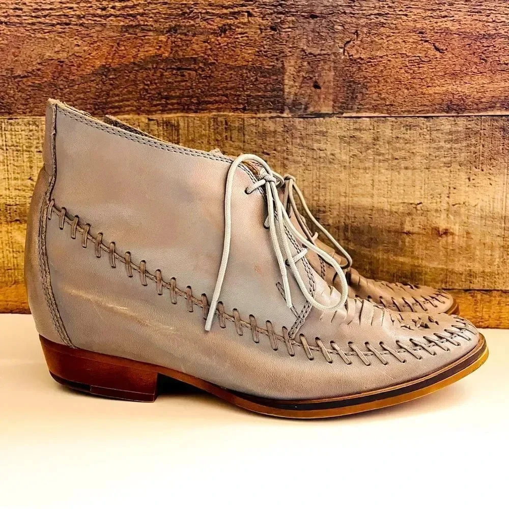 Anthropologie Latigo Mist Gray Astro Leather Bootie